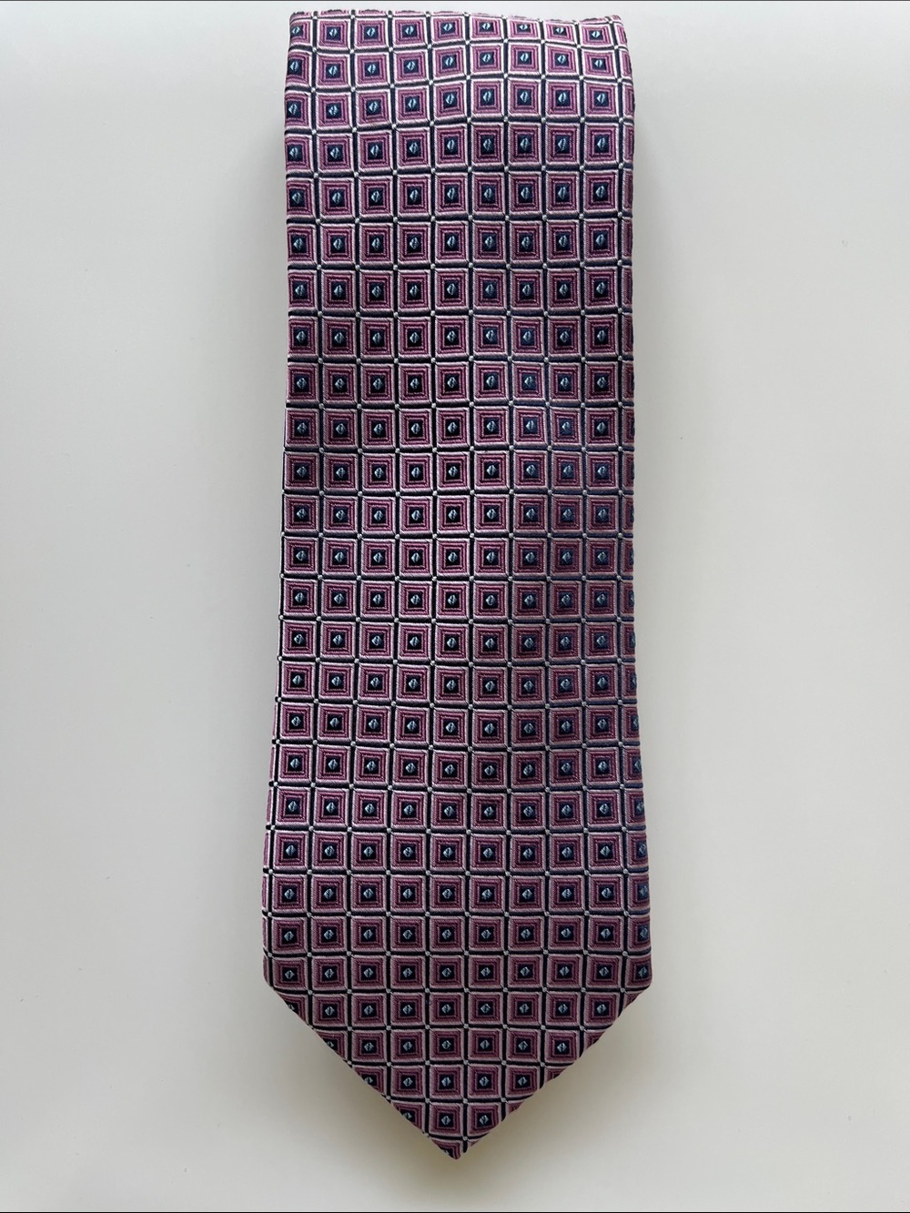 Nautica, Men’s purple blue squares and dot patterned silk tie